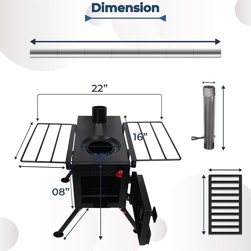 FEBTECH Mini Wood Stove for RV with Chimney Pipe for Portable Heating