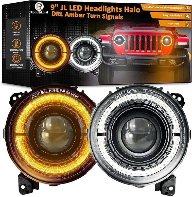 9-Inch LED Headlights with Z-Shaped Projector and DRL for Jeep Wrangle