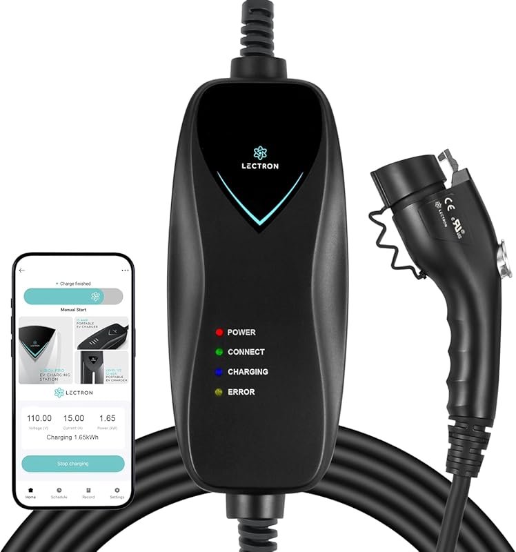 Lectron Level 1 J1772 Charger with Wi-Fi Version, 15 Amp, 16-Foot Cord