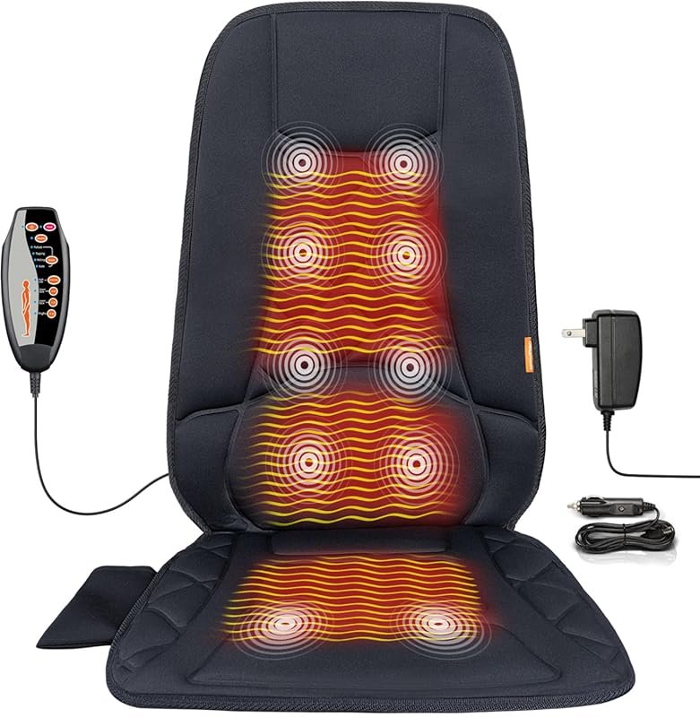 Massage Seat Cushion with Heat and 10 Vibration Motors for Back Pain R