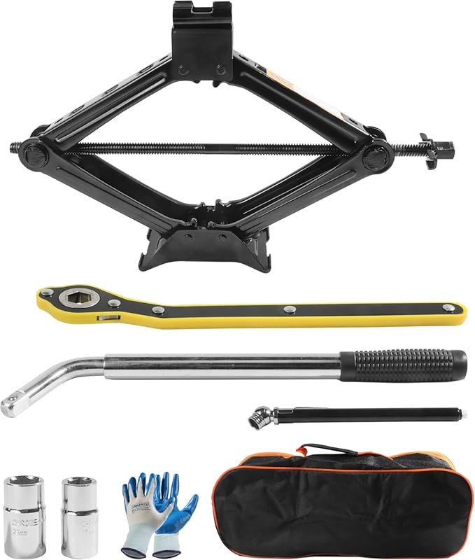 2 Ton Scissor Jack with Lug Wrench for Emergency Tire Changes on Cars 