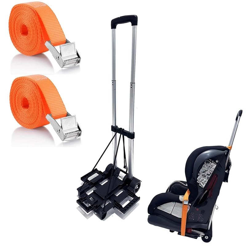 Foldable Car Seat Travel Cart for Airports with Extendable Base Plate,