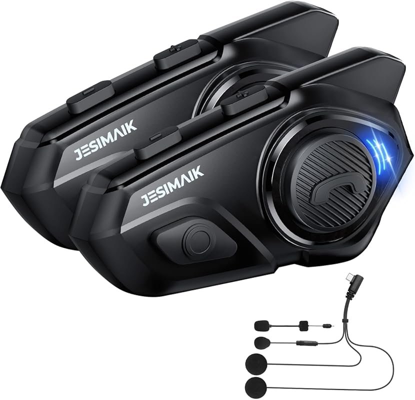 Motorcycle Helmet Bluetooth Headset with 10-Rider Intercom 2KM Range a