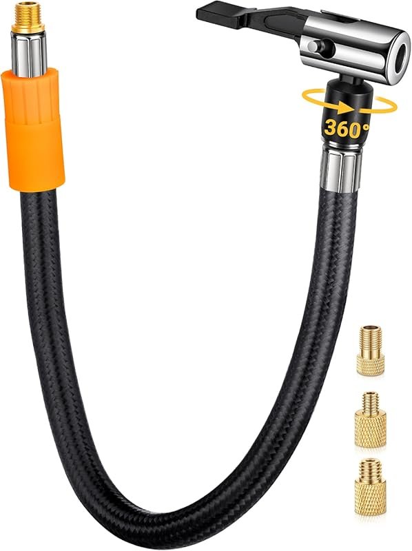 11-Inch Tire Inflator Hose Adapter with Swivel Chuck for Car Detailing