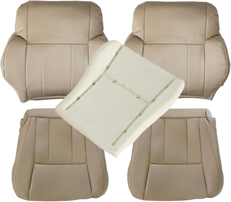 SecosAutoparts Oak Tan Leather Front Seat and Back Covers with Driver 