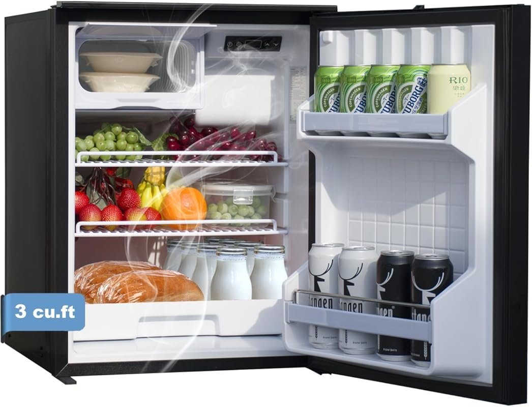 Smad 12V RV Refrigerator 3 Cu.Ft, 12V/24V RV Fridge Camper Refrigerato