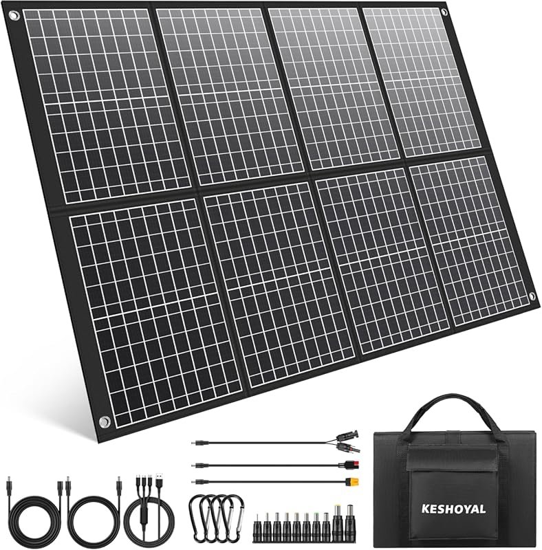 100W Portable Solar Panel, Foldable Monocrystalline Solar Charger with