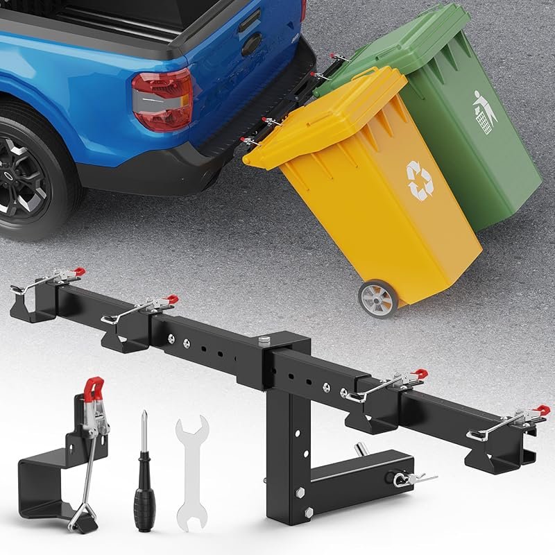 Dual Trash Can Hauler Hitch with Height Adjustment for Cars, Trucks & 