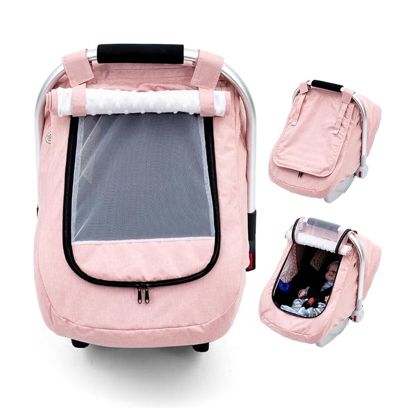 Waterproof Infant Car Seat Cover with Mink Dot Fabric and Two Breathab