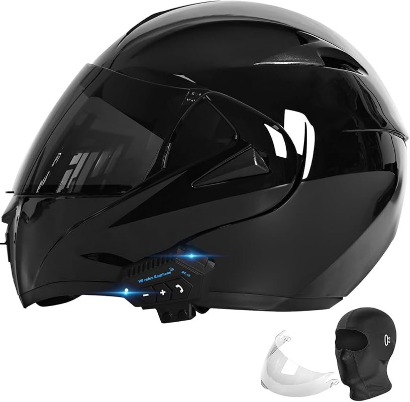 Bluetooth Modular Motorcycle Helmet DOT/ECE Approved Full Face Flip up