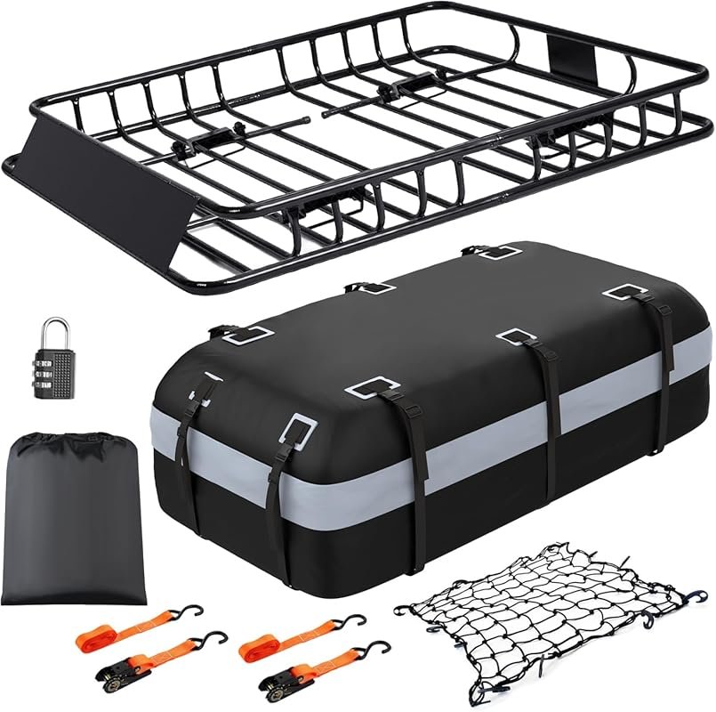 Universal 64x36x5 Inch Roof Rack Basket with 20 Cubic Foot Waterproof 