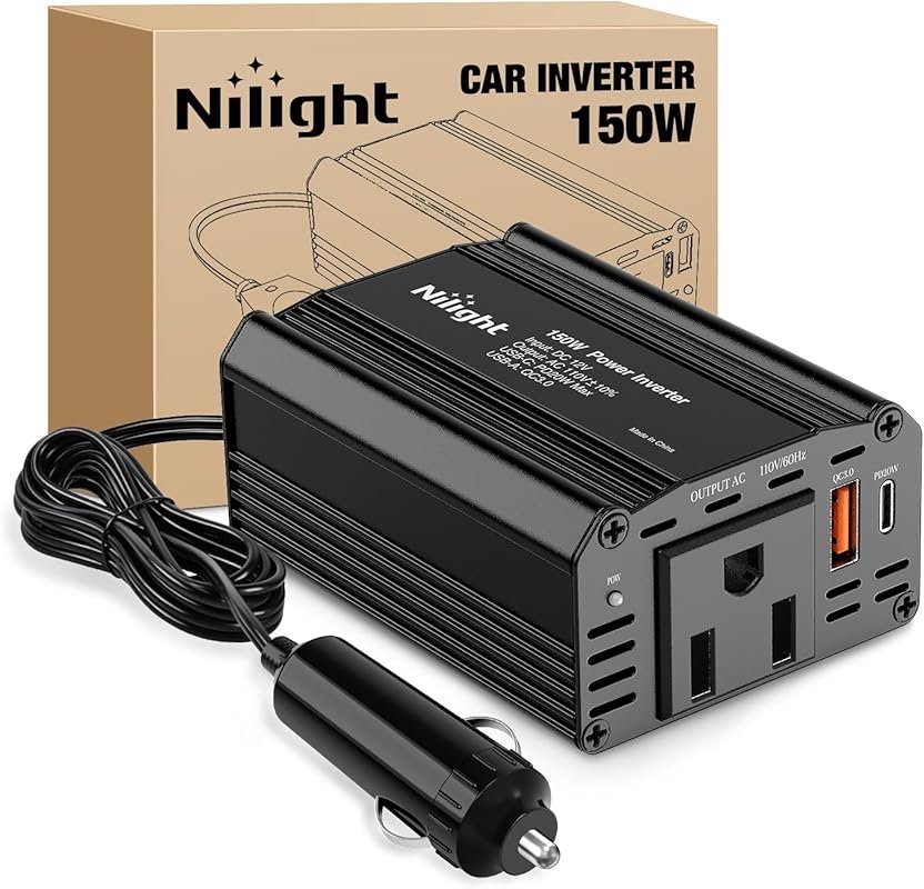 Nilight 150W Power Inverter 12V DC to 110V AC Car Converter with PD 30
