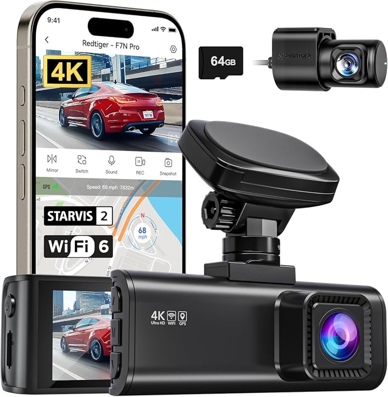 REDTIGER 4K dual dash cam with STARVIS sensor, 170° wide angle, parkin