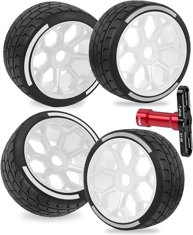 1/7 RC Highway Tires Set 4 Pieces White for Felony 6S BLX
