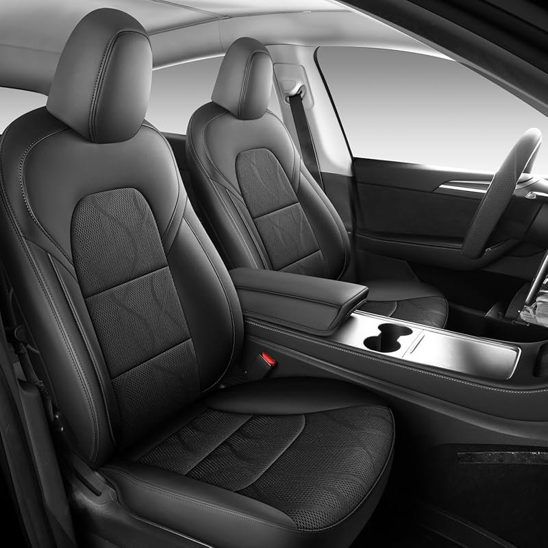 Tesla Model Y Seat Covers Full Set, Faux Leather, Custom Fit for 2020–