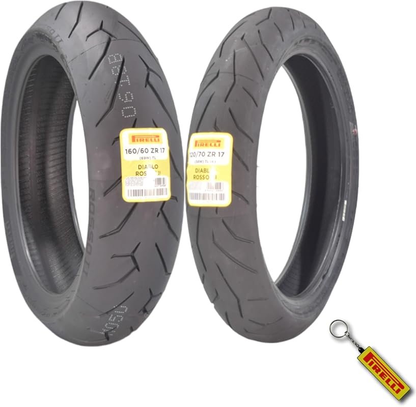 Pirelli Diablo Rosso II Sport Tire Set for Road Use and Wet Performanc