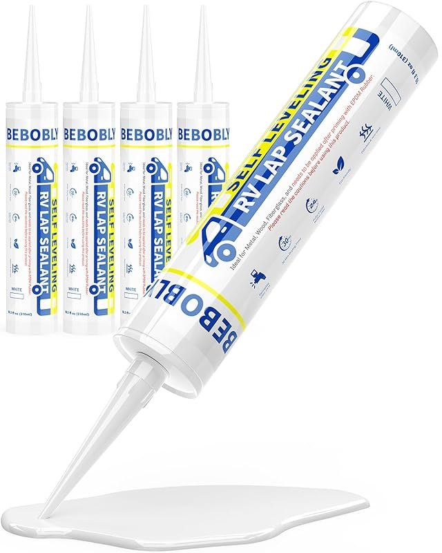 Self-Leveling RV Lap Sealant - 4 Pack White, Waterproof, Flexible, Non