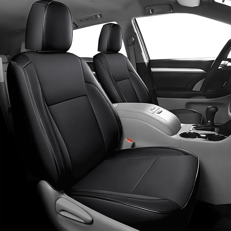 Black Faux Leather Seat Covers for 2014-2019 Toyota Highlander, Custom