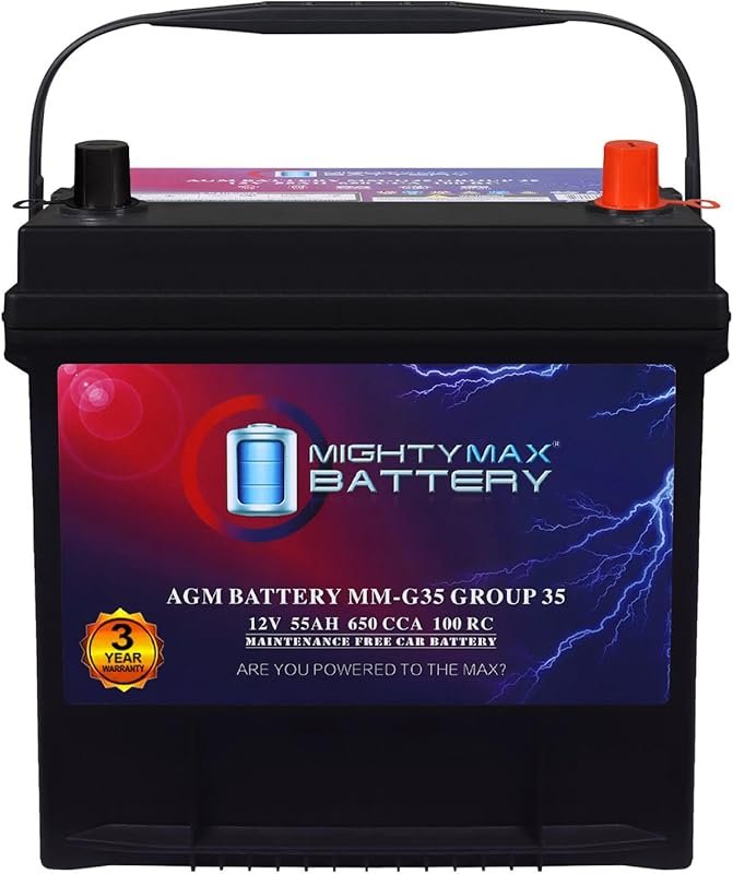 Mighty Max MM-G35 AGM Car Battery Group Size 35 with 650 CCA and 55 AH