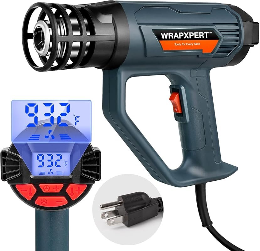 WRAPXPERT 2000W Heat Gun with Digital LCD and Variable Temperature Con