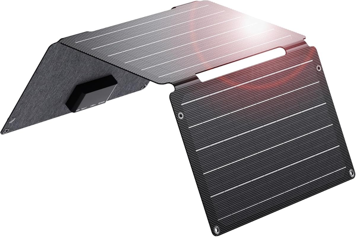 BigBlue 30W Portable Folding Solar Panel Charger with USB-A USB-C DC P