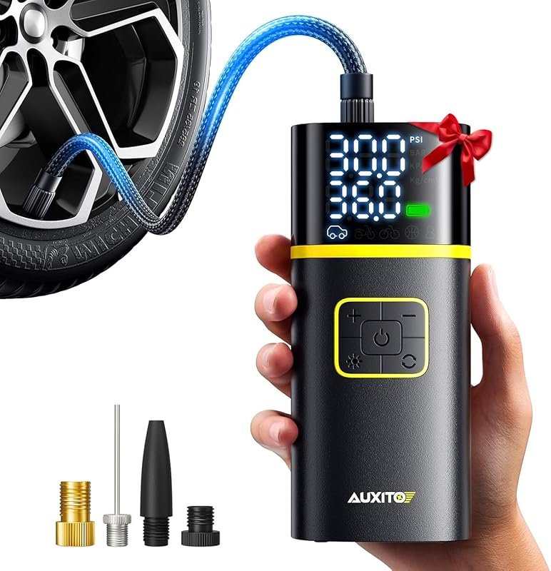 AUXITO AS1 Portable Air Compressor – 150 PSI Fast Inflate with Gauge a
