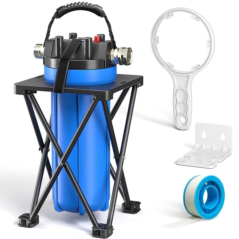 4 Layer RV Inline Water Filter with Stand Removes Sediment Chlorine PF