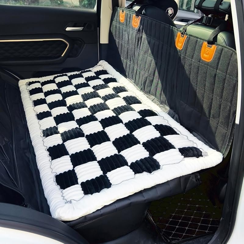 Backseat Pet Bed Mat for Trucks and SUVs with Non-Slip Plaid Design