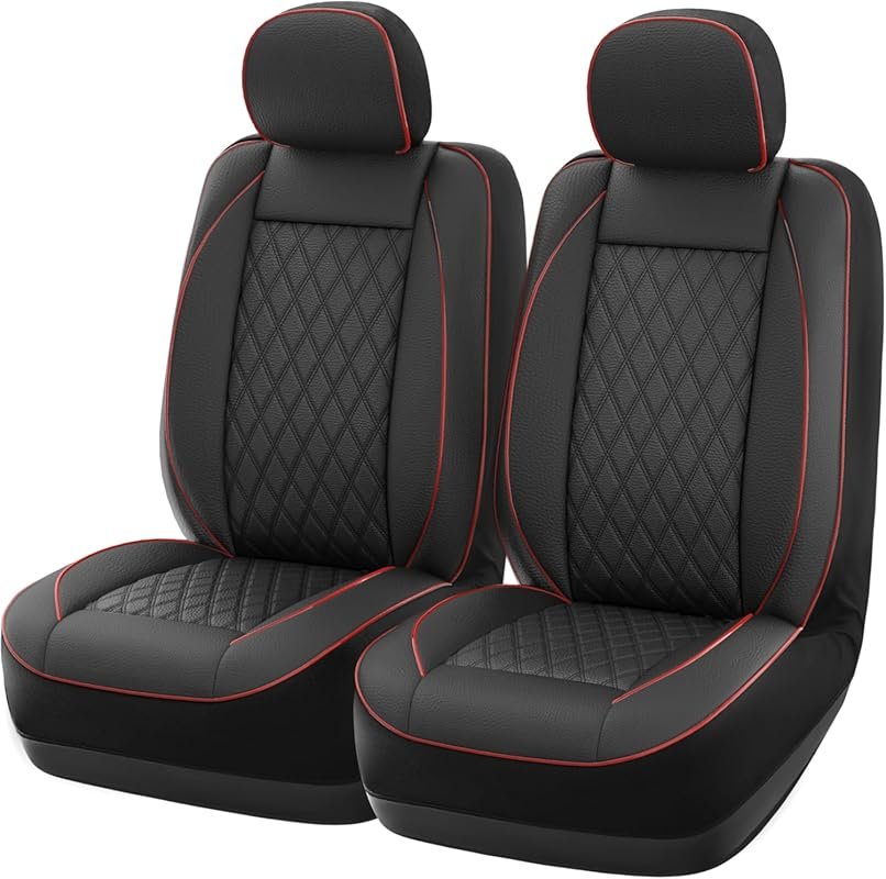 GIANT PANDA Piping Leather Bucket Seat Covers for Ford F150 F250 F350,