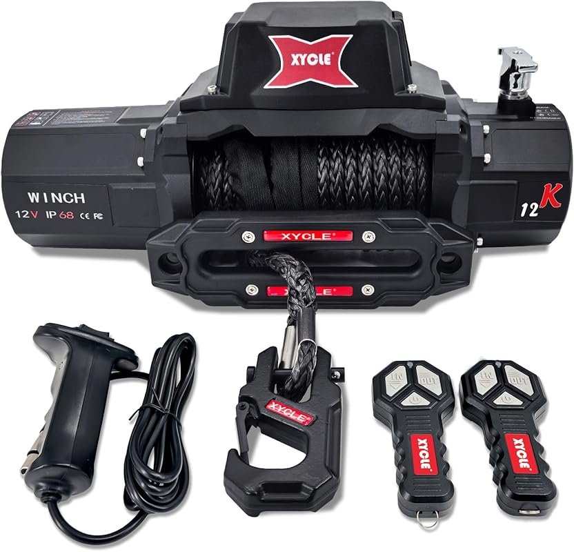 12000lbs 12V IP68 Waterproof Electric Winch with Synthetic Rope & Wire