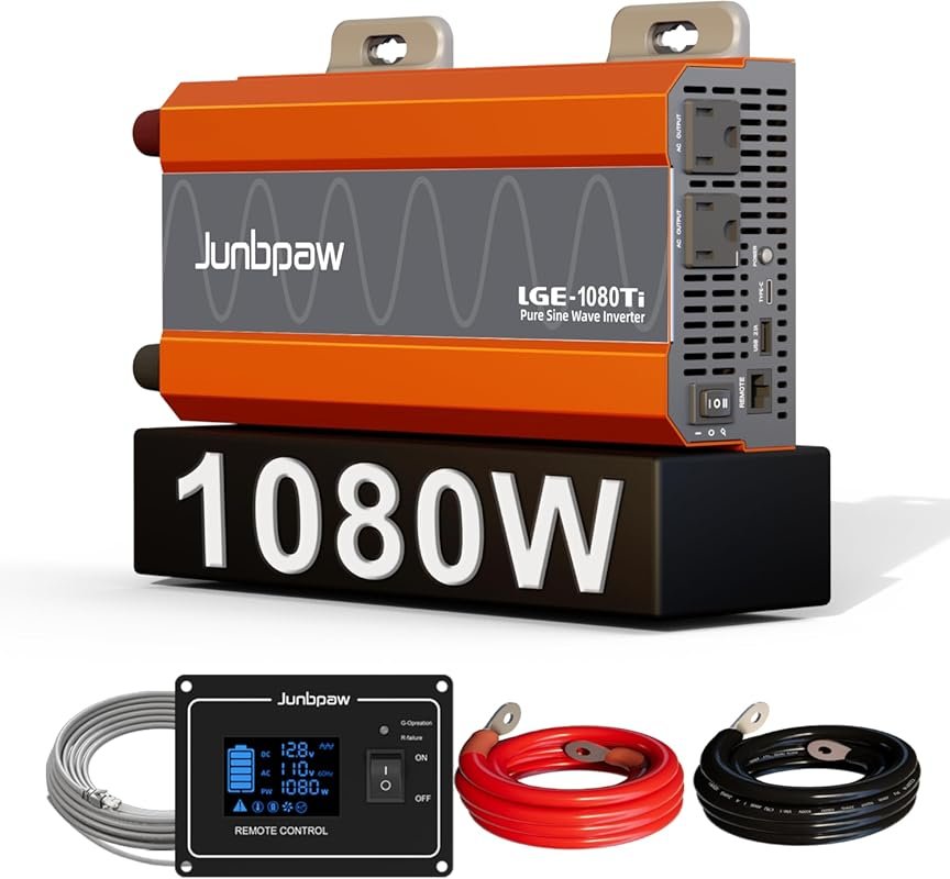 1080W Pure Sine Wave Inverter 12V to 110V Ultra Quiet, Game-Changing D