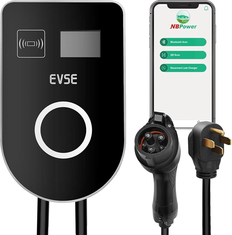 Level 2 EV Charger 48A, 16.5ft Cable, WiFi Smart Charger with Display 