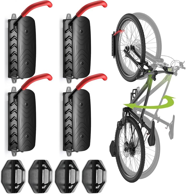 Housolution Swivel Bike Wall Mount Pack of 4, Holds 66 lbs for Garage