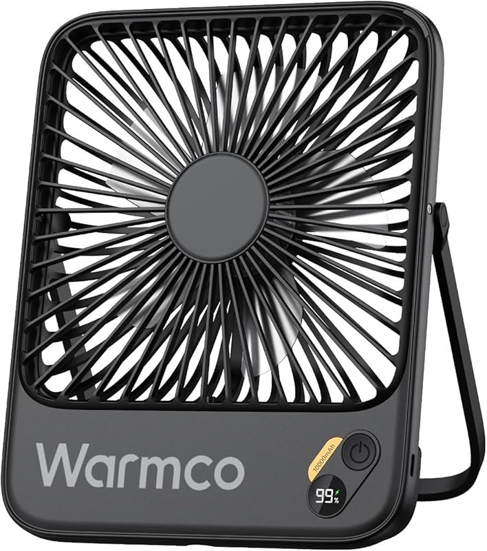 Warmco 10000mAh 7-Inch Portable Fan with 24-Hour Runtime and Digital D