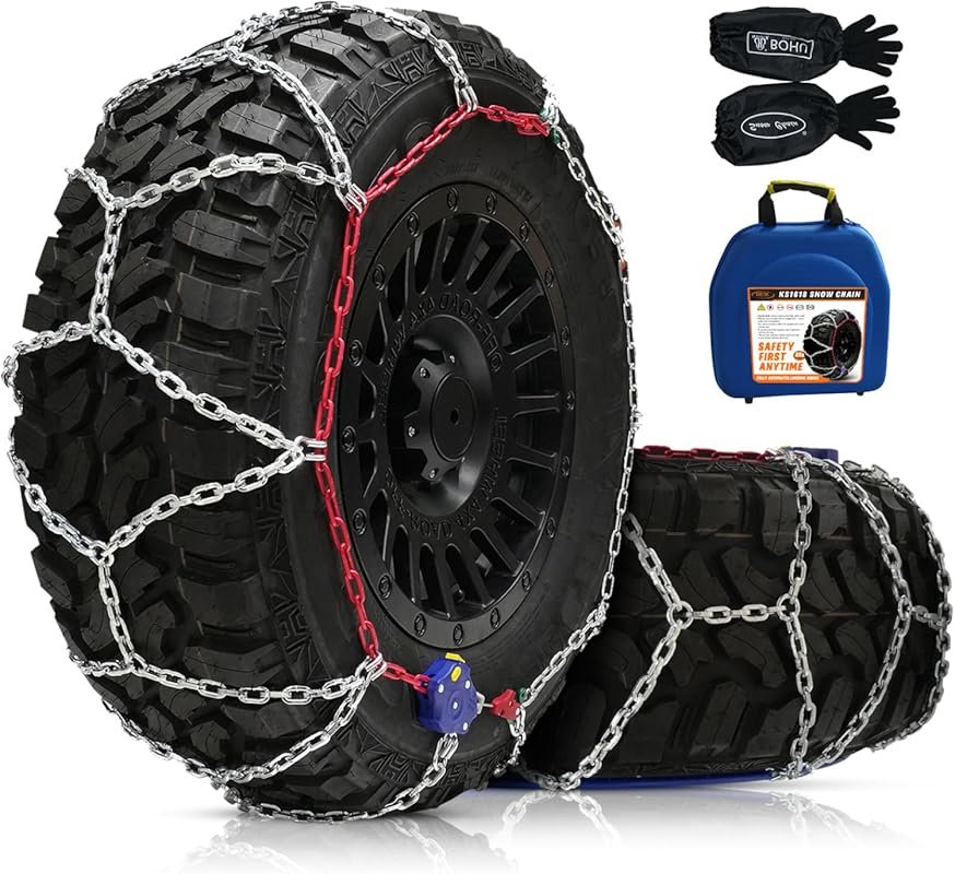 DEDC Auto Lock Snow Tire Chains – Quick-Install, Heavy-Duty Manganese 