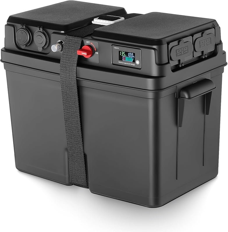 Multi-Function Battery Box for Group 24 27 31 Marine RV Boats with 50 