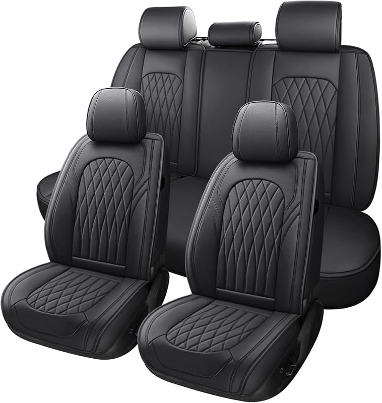 WELLDO Car Seat Covers Full Set, Leather Seat Covers for Cars, Car Sea