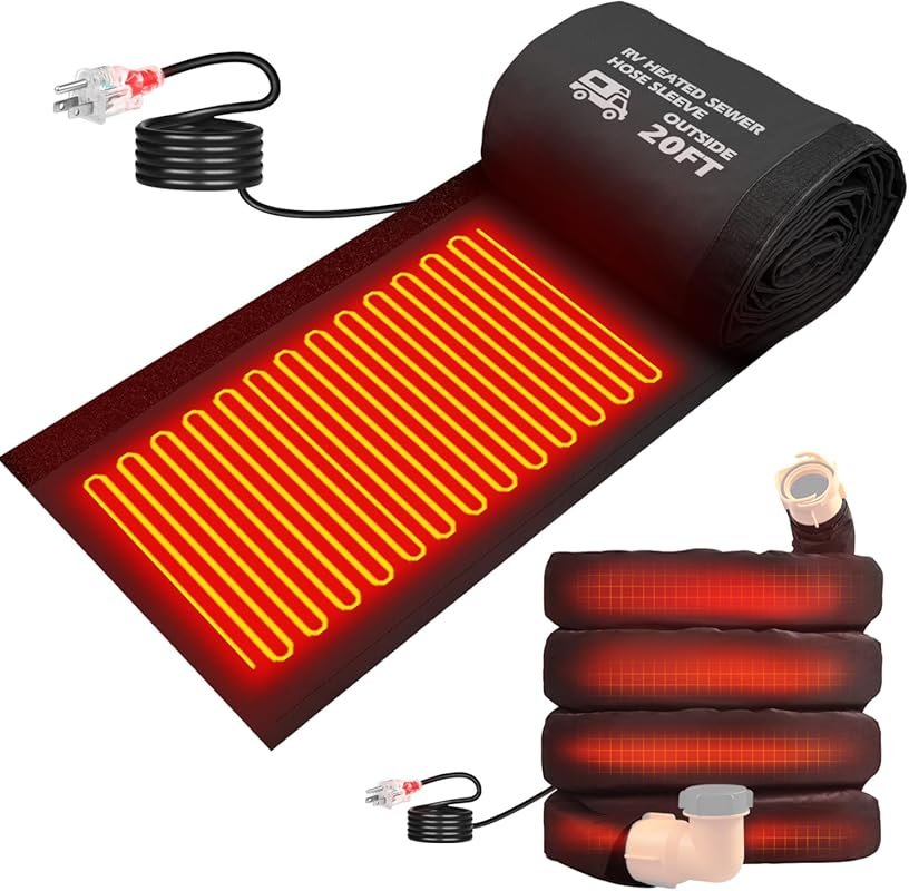 Heated RV Sewer Hose Kit with Electrical Sleeve Prevents Freezing in W
