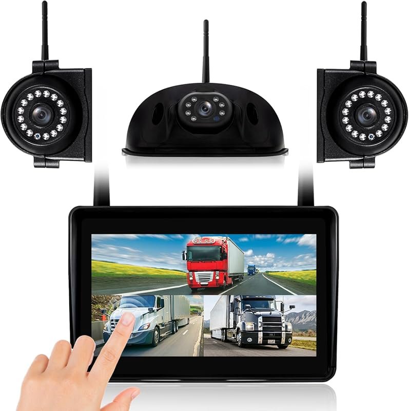 Wireless Backup Camera System for Trucks with 7-Inch Touch Screen and 