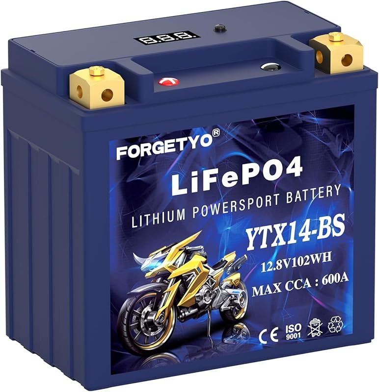 YTX14-BS 12V 8AH Lithium Motorcycle Battery with 600 CCA for Scooters