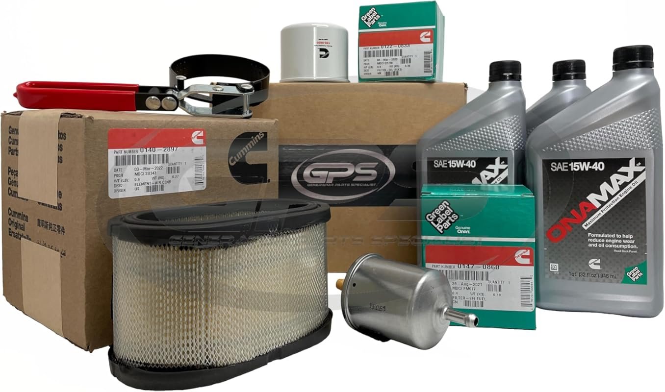 Tune-up kit for Cummins Onan HDKAJ, HDKAK, HDKAT generators with Onama
