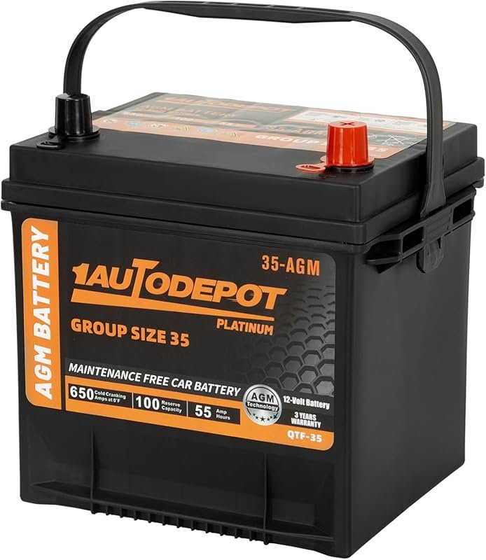 BCI Group 35 AGM Battery, 12V 55Ah, 650CCA, 100RC, 36 Month Warranty