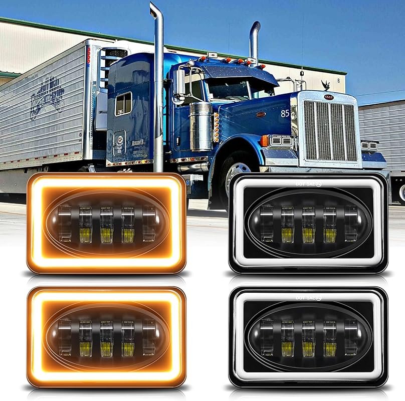 4x6 LED Headlights with Hi/Lo Beam DRL Turn Signal for Kenworth T800 P