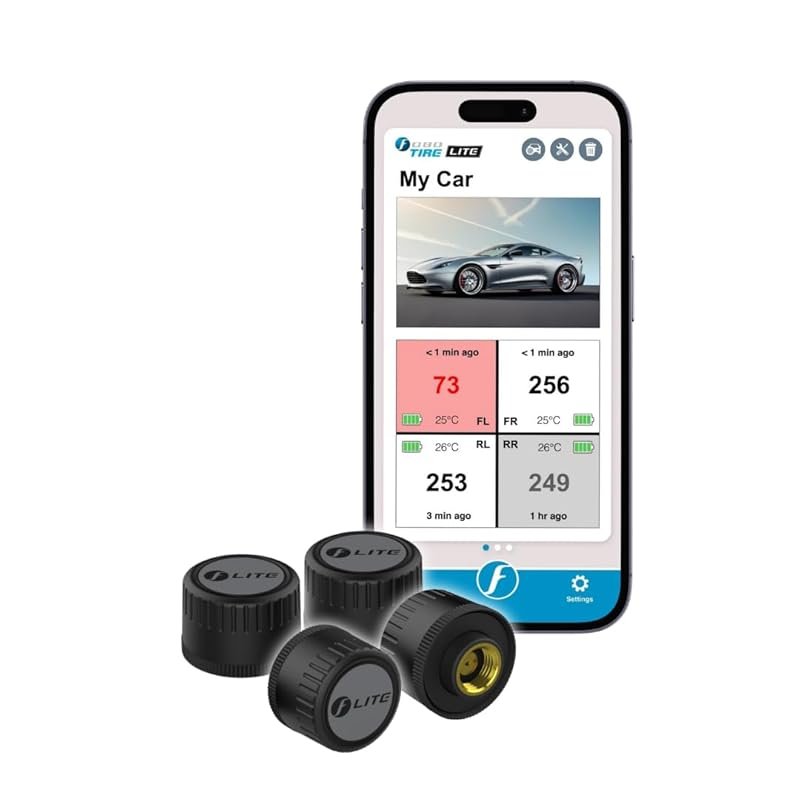 FOBO TIRE LITE Wireless TPMS with Bluetooth 5.0 for Cars and SUVs