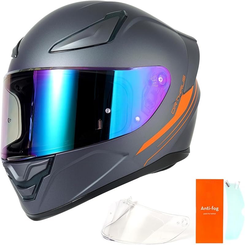 Dual Visor Full-Face Motorcycle Helmet with Lightweight ABS Shell, Quick-Release Buckle, and Washable Liner