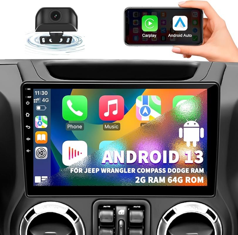 Jeep Wrangler JK Android 13 Car Stereo with 10-Inch IPS Touchscreen, W