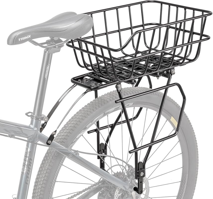 CXWXC Rear Touring Bike Rack with Basket for Disc and Non-Disc Brakes,