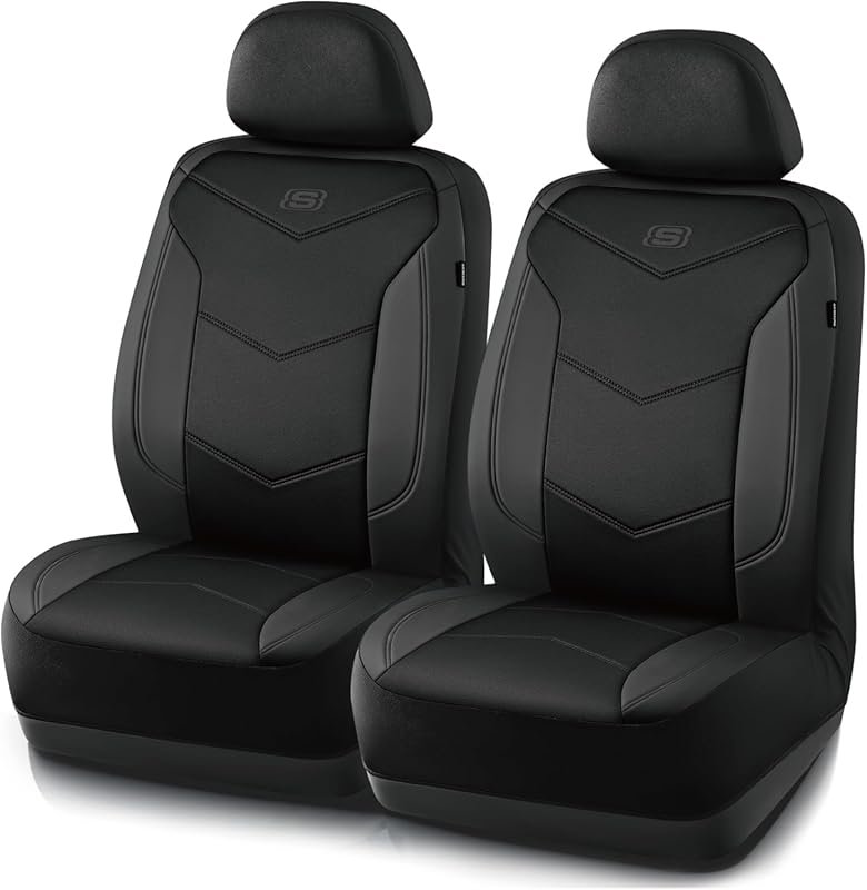 Skechers Memory Foam Leather Seat Covers with Airbag Compatibility for