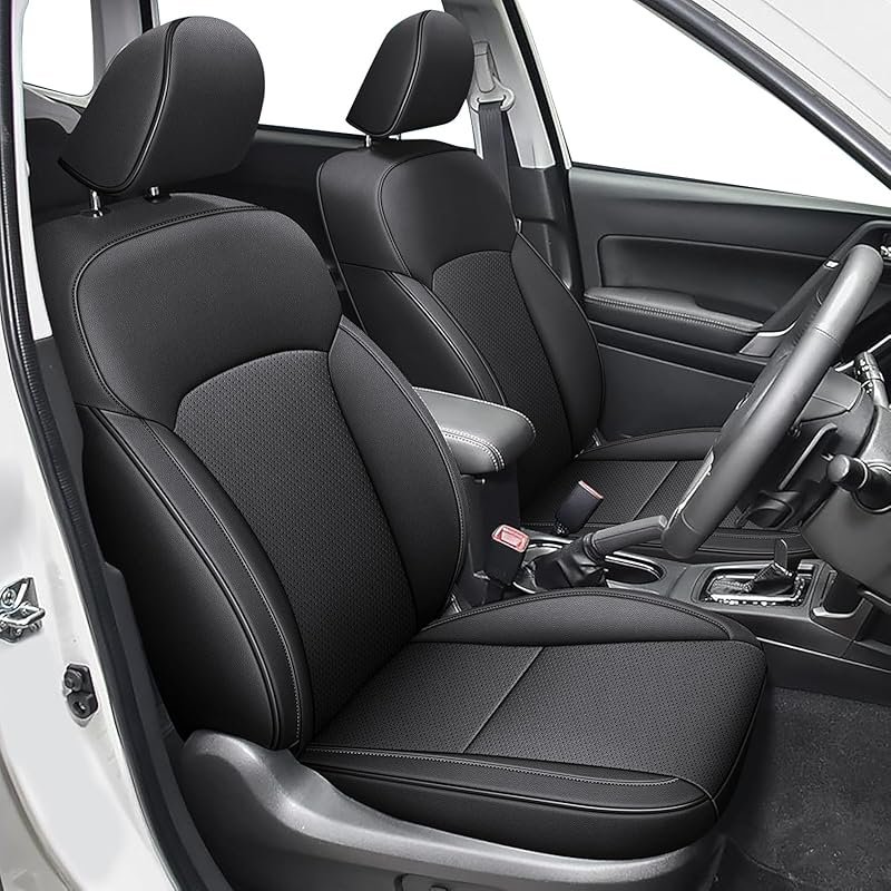 Full set of black car seat covers for Subaru Outback models from 2015 