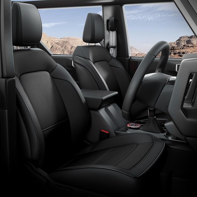 Custom-Fit Breathable Leather Seat Covers for Ford Bronco 4-Door 2021-